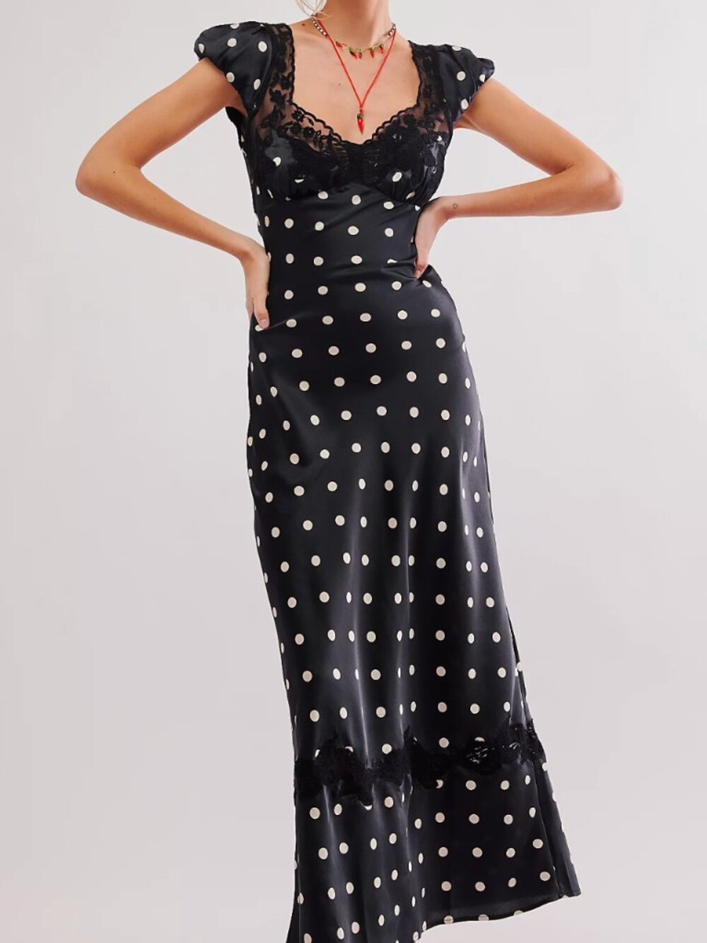 Free People Butterfly Babe Maxi Dress Polka Dot Black/White